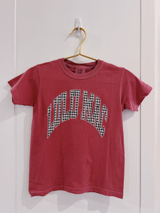 LuLu Mac Kid Houndstooth Crimson Tee