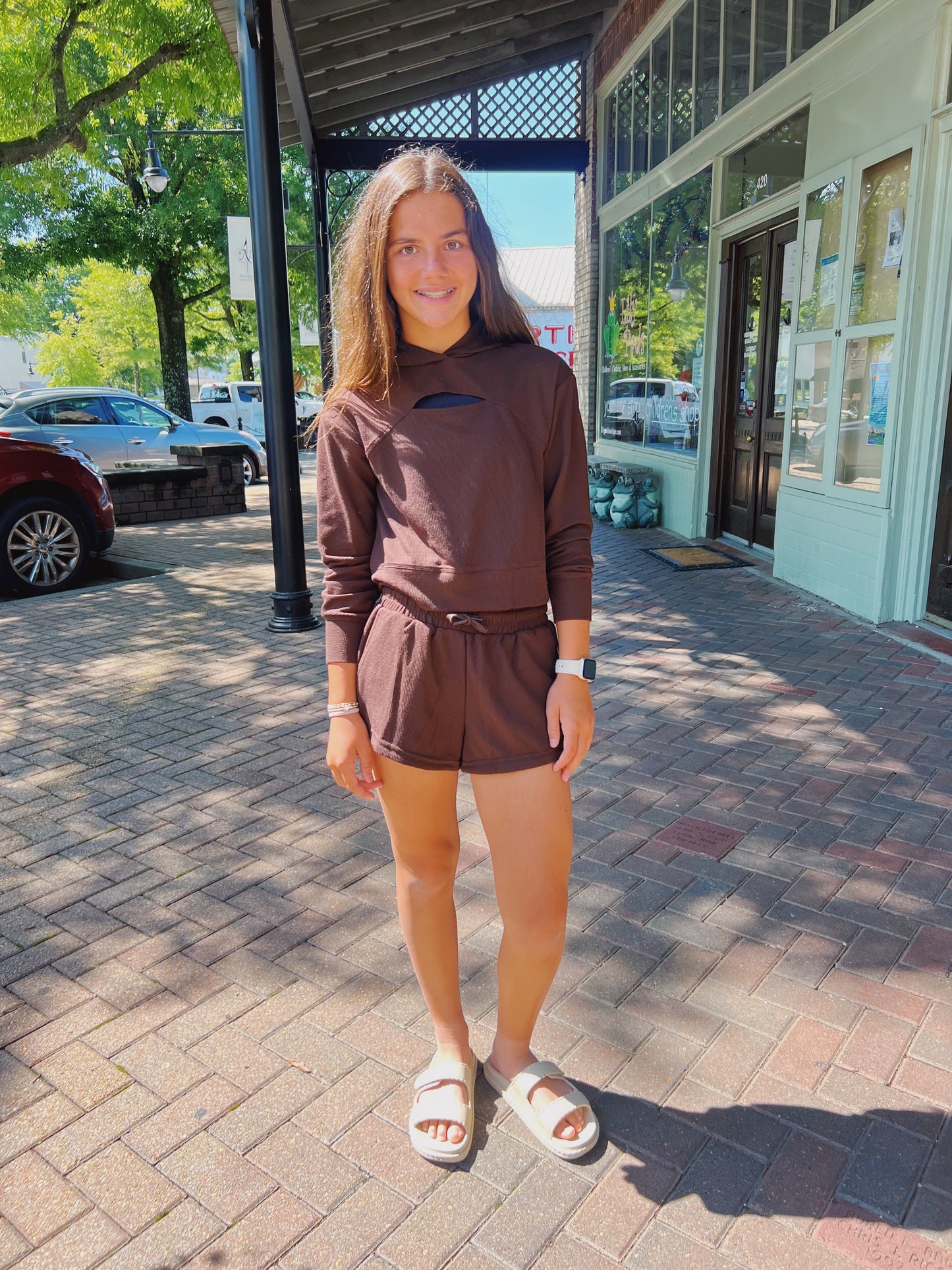 Chocolate Torte Waffle Hoodie Short Set