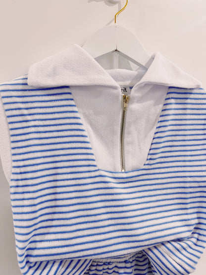 Blue/White French Terry Callie Top