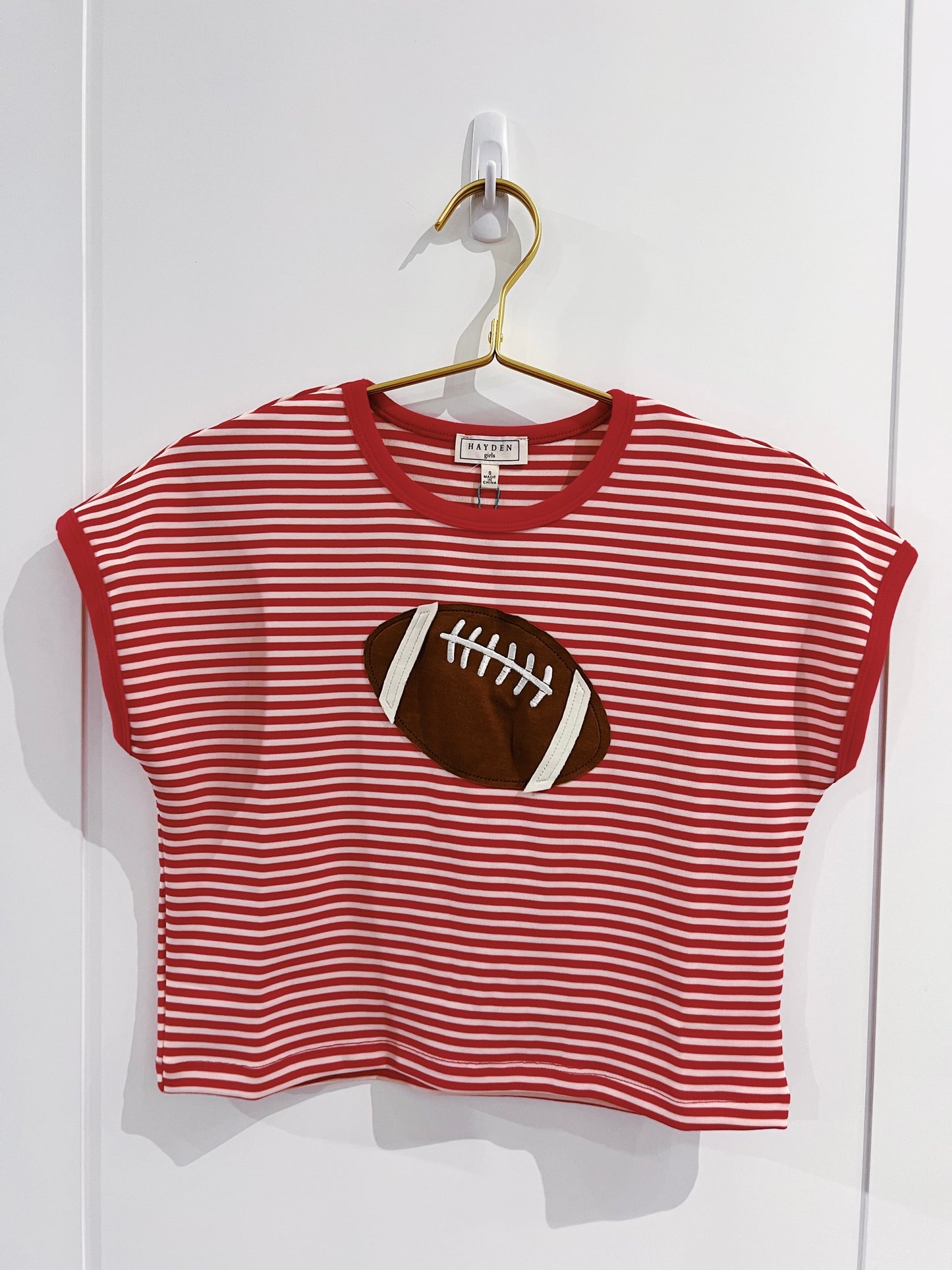 Hayden Red Football Patch Top