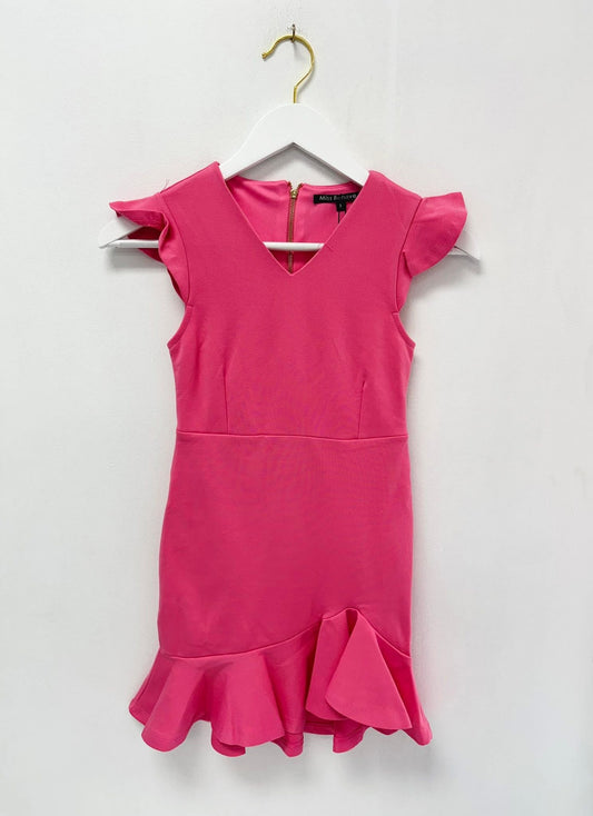 Miss Behave Pink Fiona V-Neck Ruffle Dress