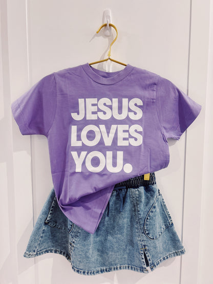 Lavender Jesus Loves You Graphic Tee