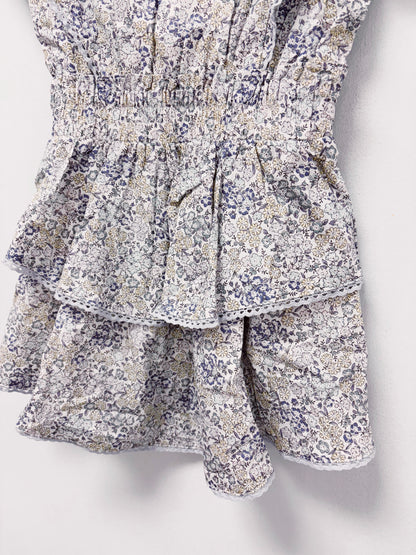 Pleat Grey Blooms Collier Dress