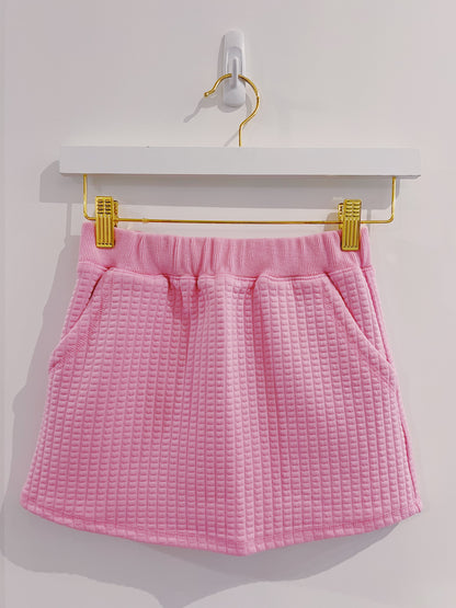 Peach Love Candy Pink Quilted Mini Skirt