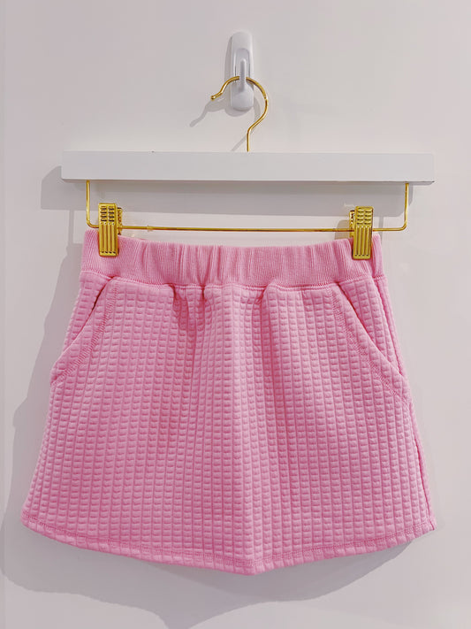 Peach Love Candy Pink Quilted Mini Skirt