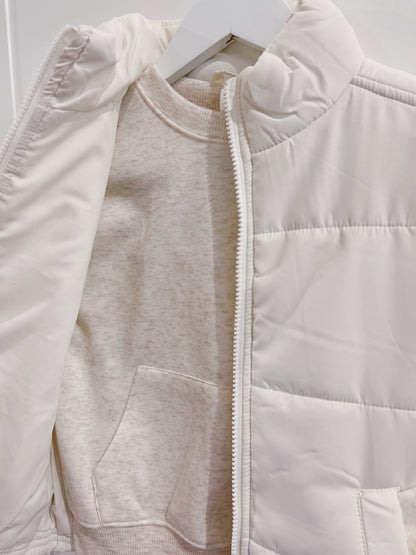 Cream Puffer Vest 3 Pc Set