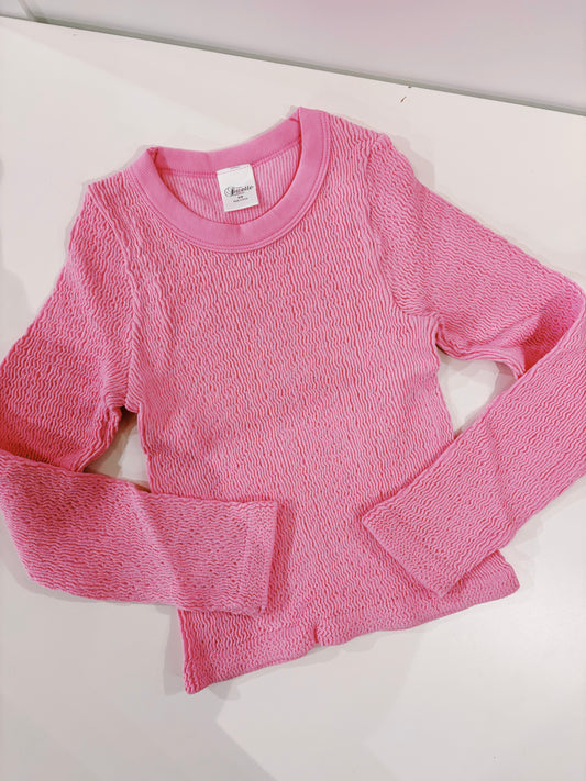 Suzette Begonia Pink L/S Smocked Top