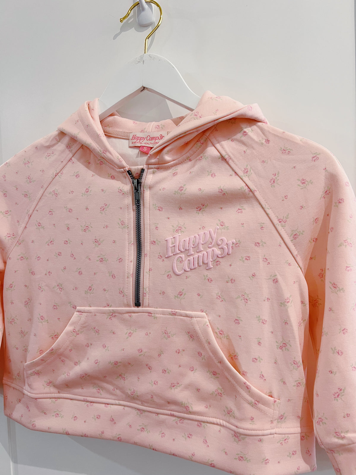 Happy Camp3r Ballet Pink Half Zip Scuba Hoodie