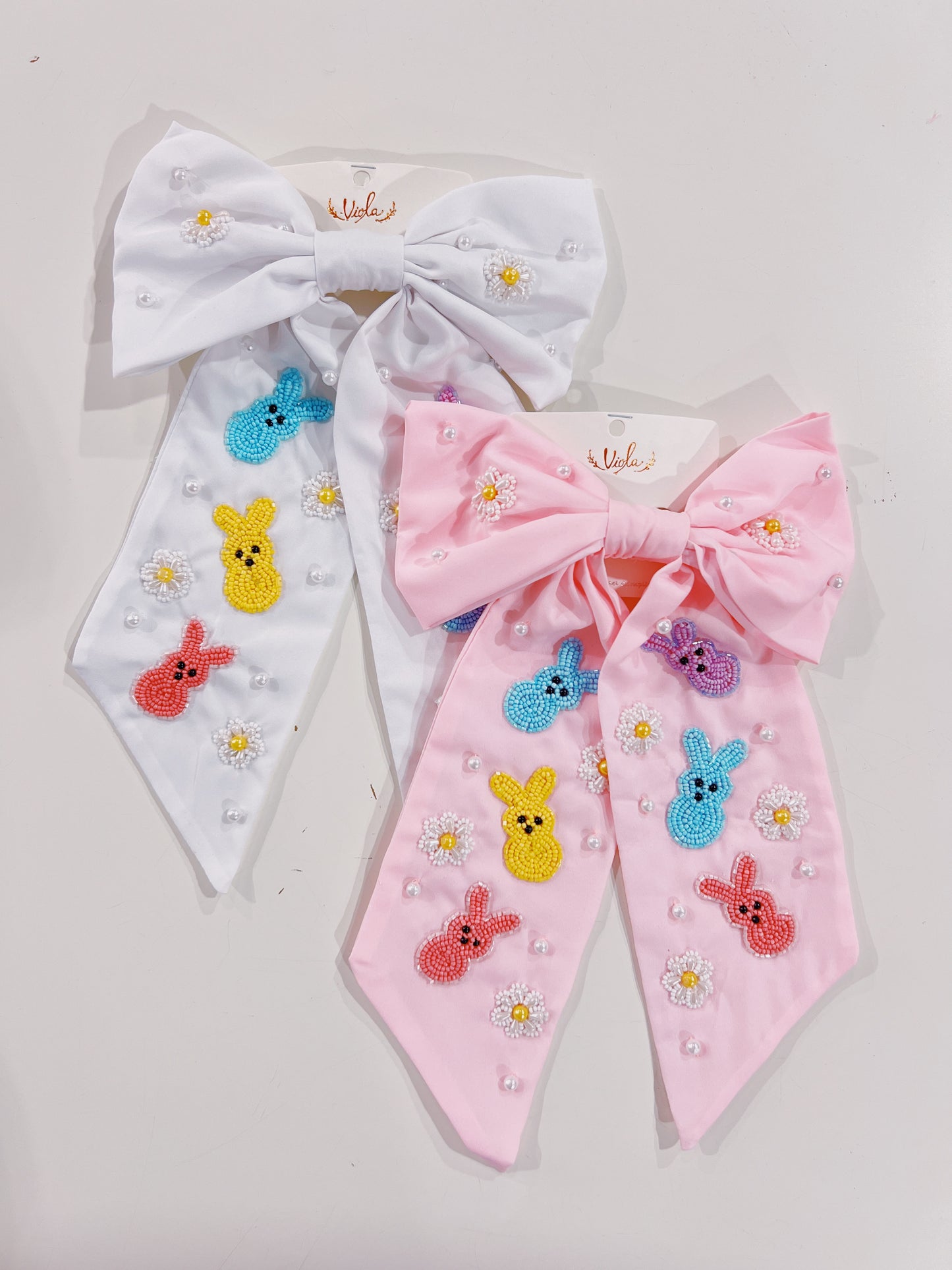 Easter Bunny Beaded Bow