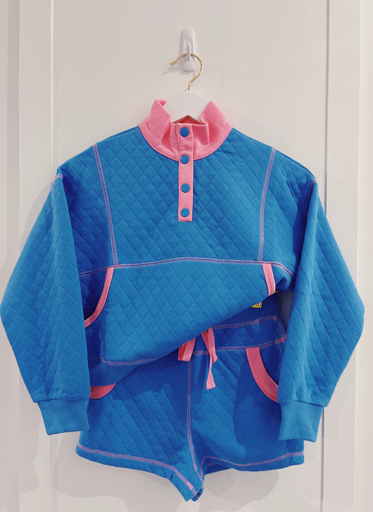 Peach Love Royal Blue/Pink Quilted 1/4 Zip