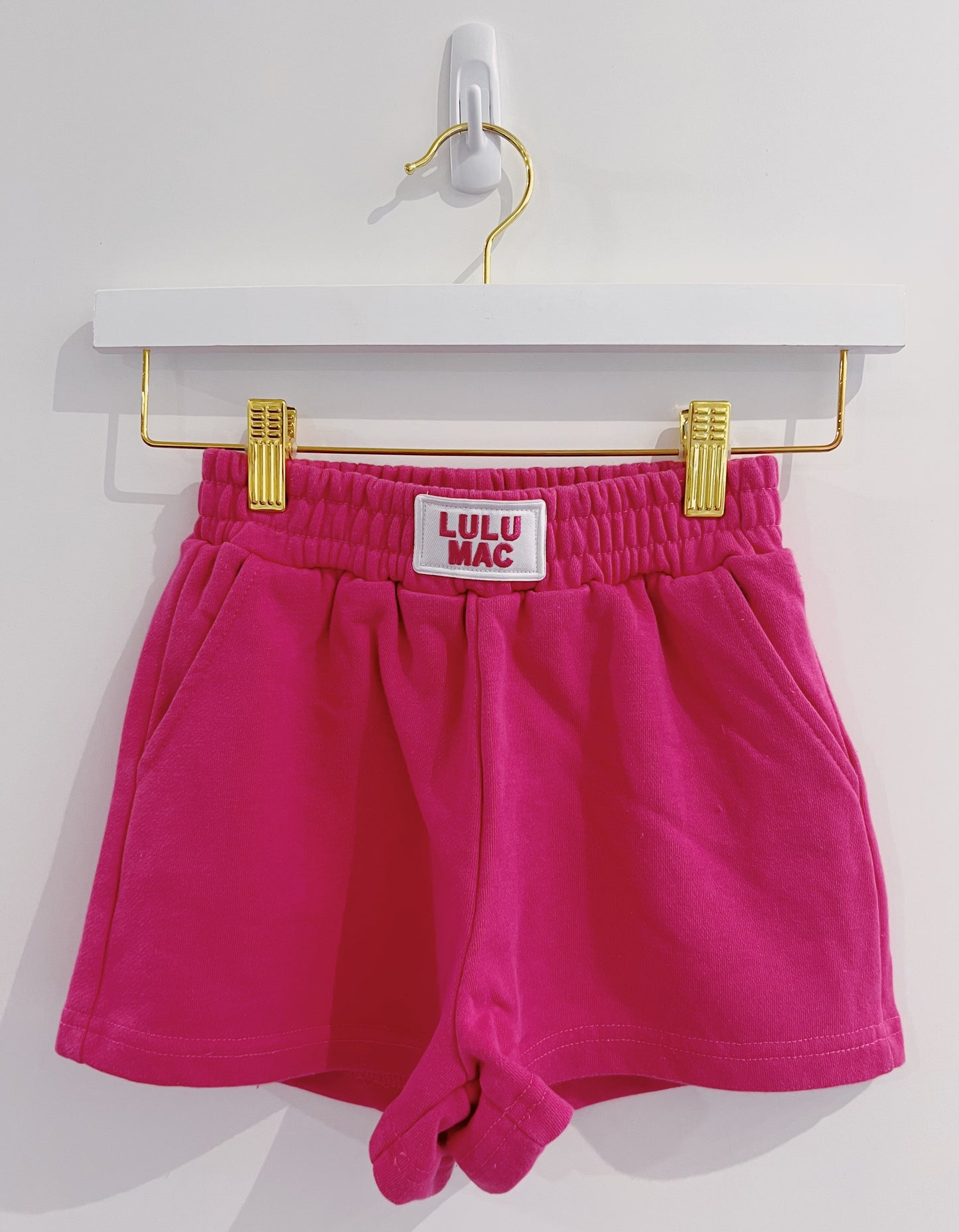 LuLu Mac Kid Terry Cloth Shorts- Hot Pink