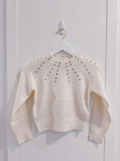 Mayoral Cream Rhinestone Sweater