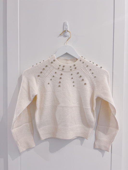 Mayoral Cream Rhinestone Sweater