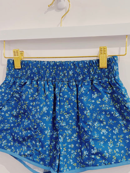 Peach Love Blue Ditsy Flower Sporty Short