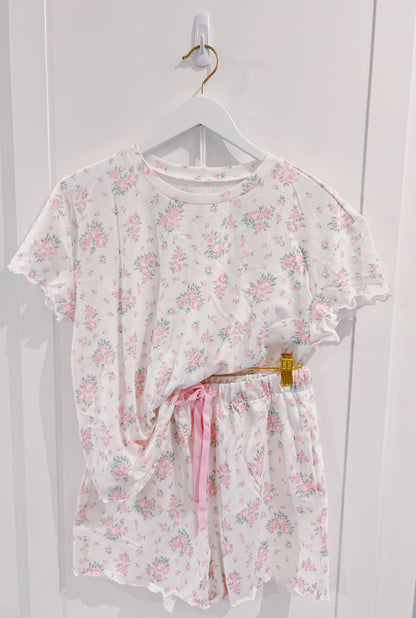 Juniors Floral Lettuce Trim Lounge Set