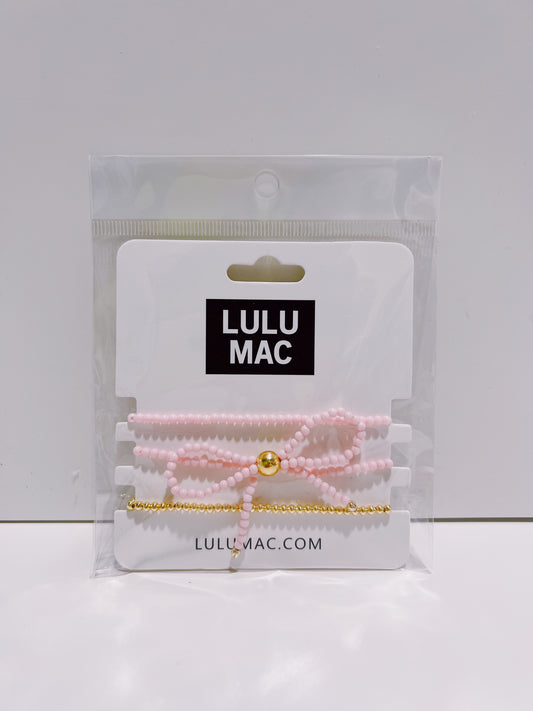Bow Bracelet Stack- Light Pink