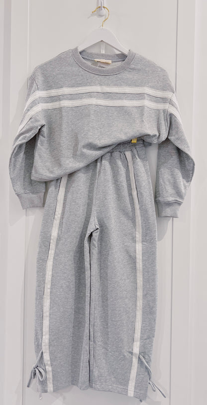 Peach Love Heather Grey Scallop Edge Bow Detail Pant