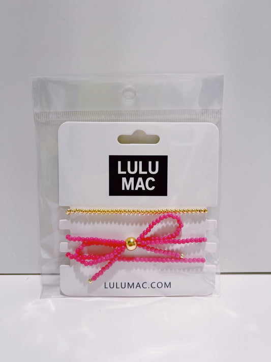 Bow Bracelet Stack- Hot Pink