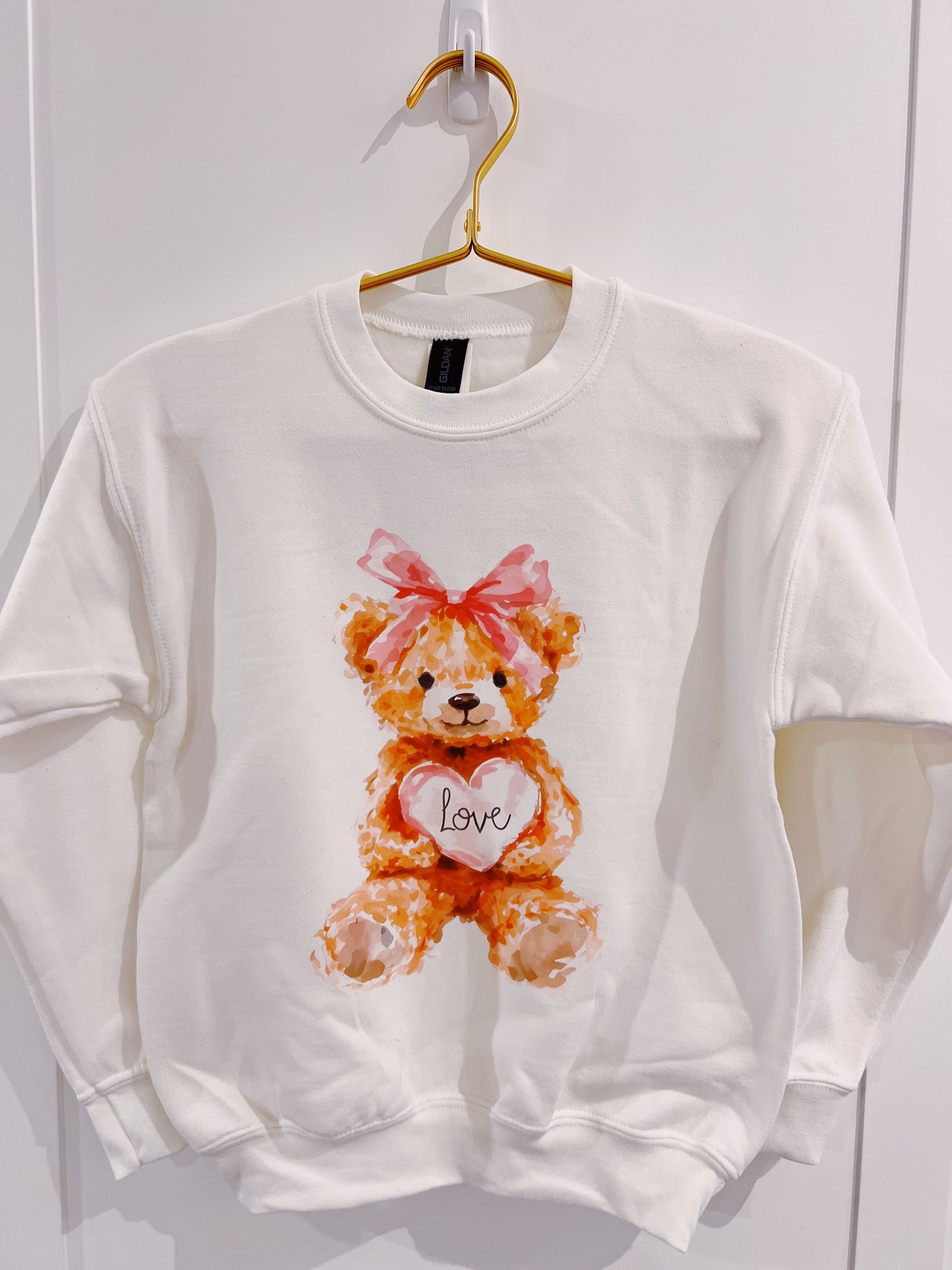 White Teddy Bear Valentine Graphic Sweatshirt