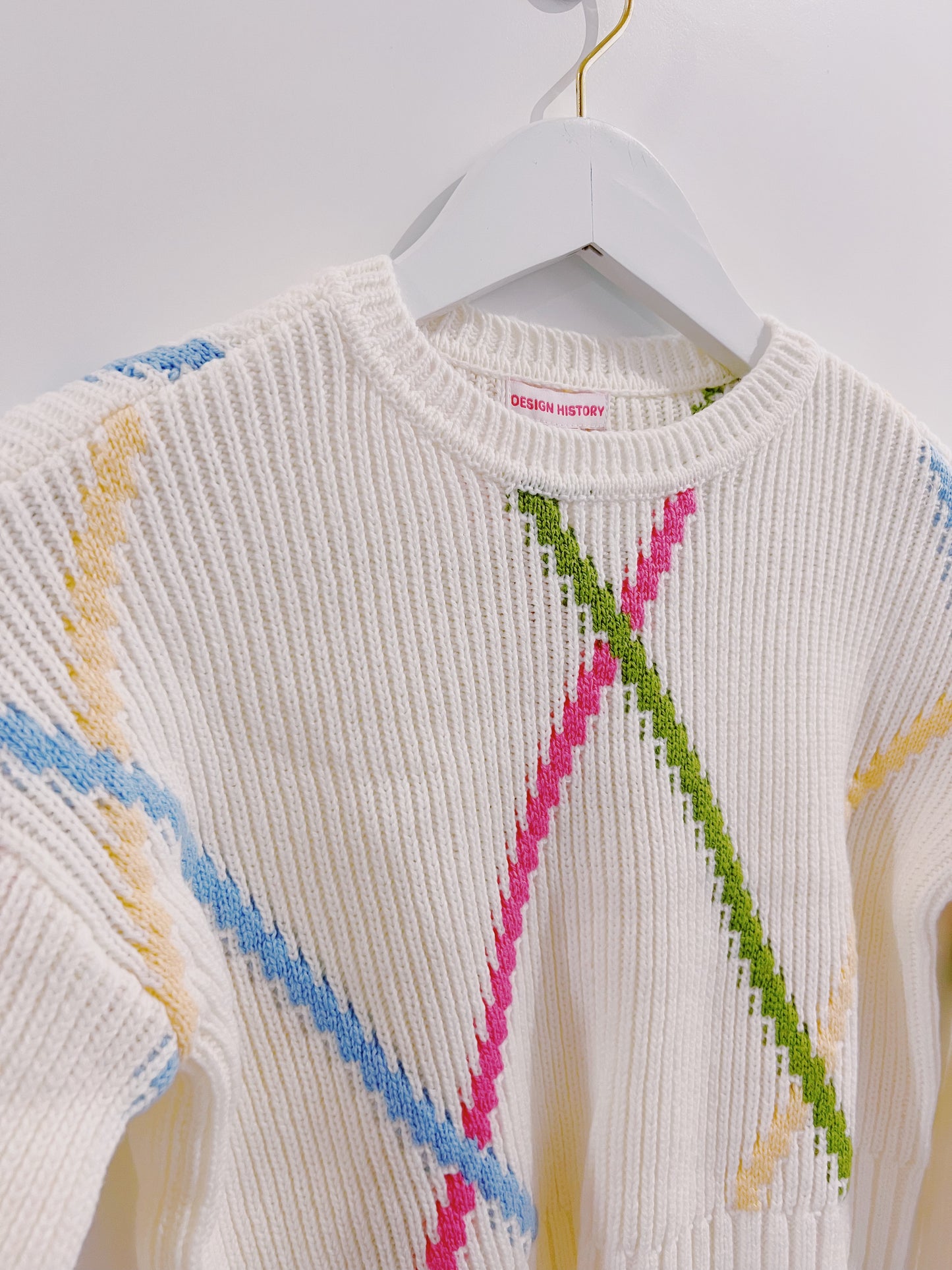 Design History Ivory Multi Color Design Sweater