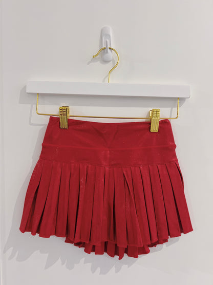 Azarhia Crimson Shimmer Mini Pleated Skort