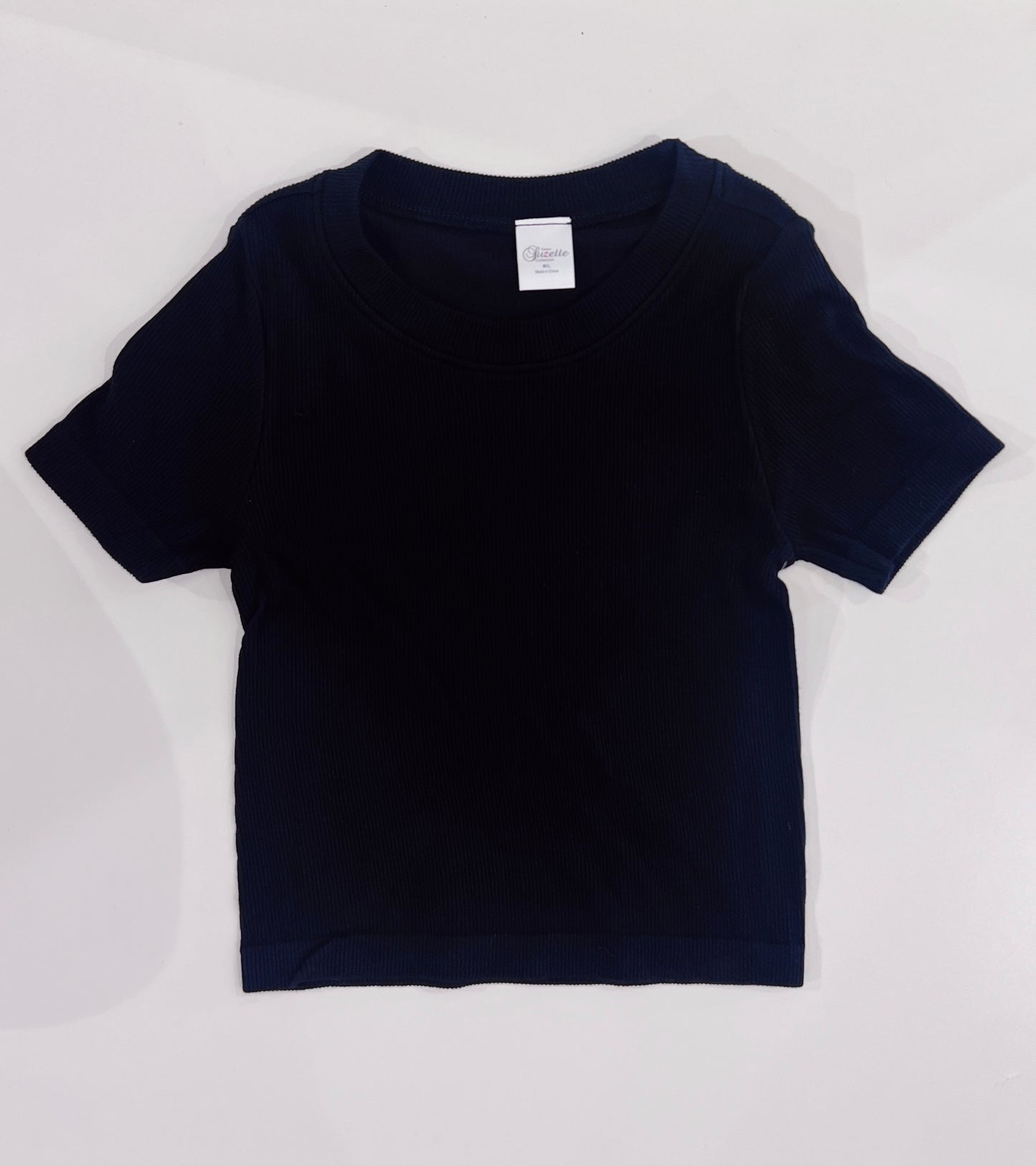 Suzette Tween Black High Neck Ribbed Seamless Top