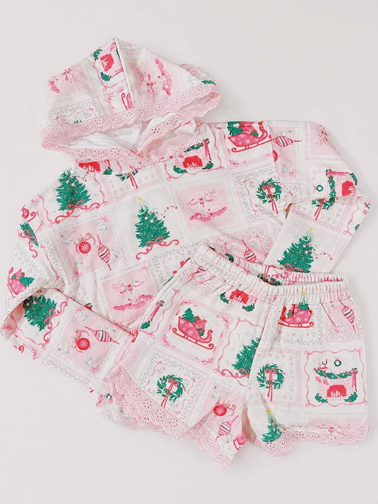 Paper Flower Christmas Tiles Hoodie Set