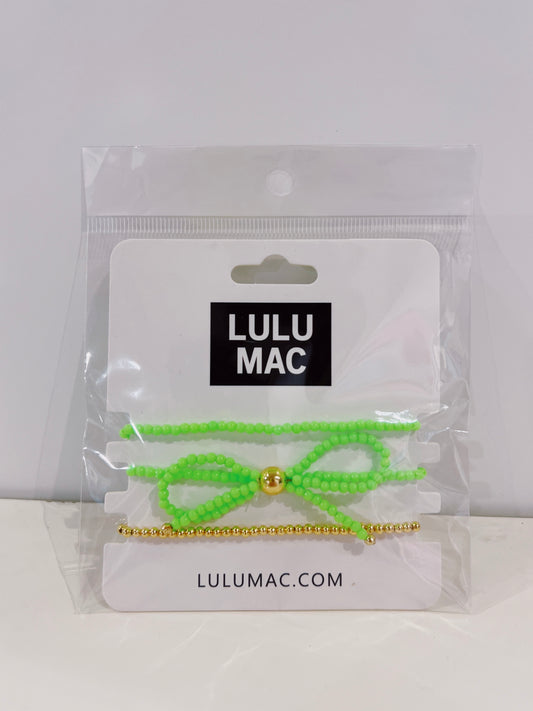 Bow Bracelet Stack- Lime Green
