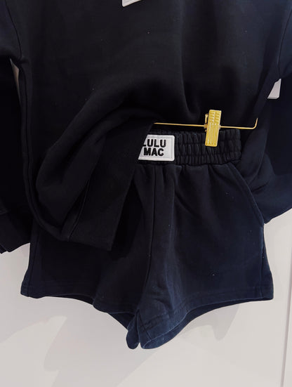 LuLu Mac Kid Terry Cloth Shorts- Black