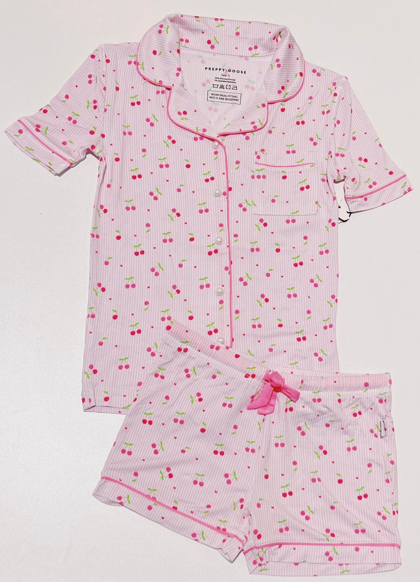 Cherry Stripes Jersey PJ Set