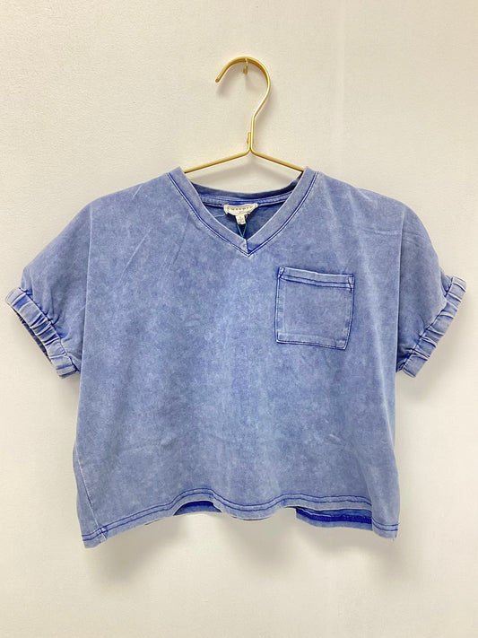 Hayden Heathered Blue Pocket Tee