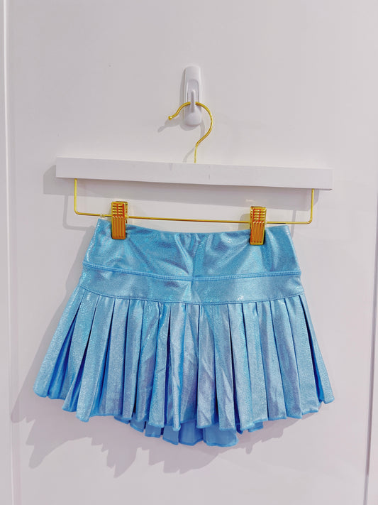 Light Blue Shimmer Mini Pleated Skort