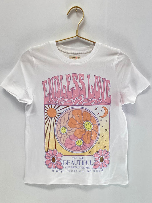 Paper Flower White Endless Love Foil Graphic Tee