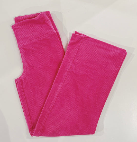 Paper Flower Hot Pink Rib Velour Pants