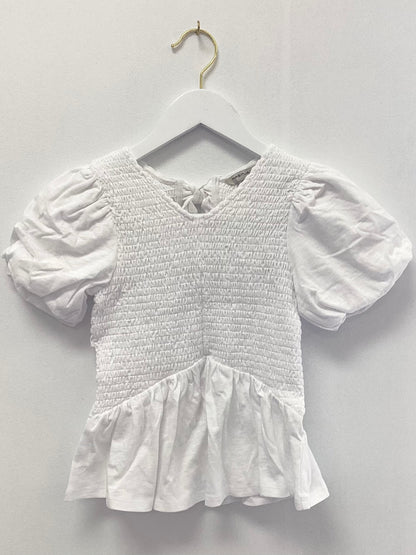 Habitual Girl White Smocked Tie Back Top