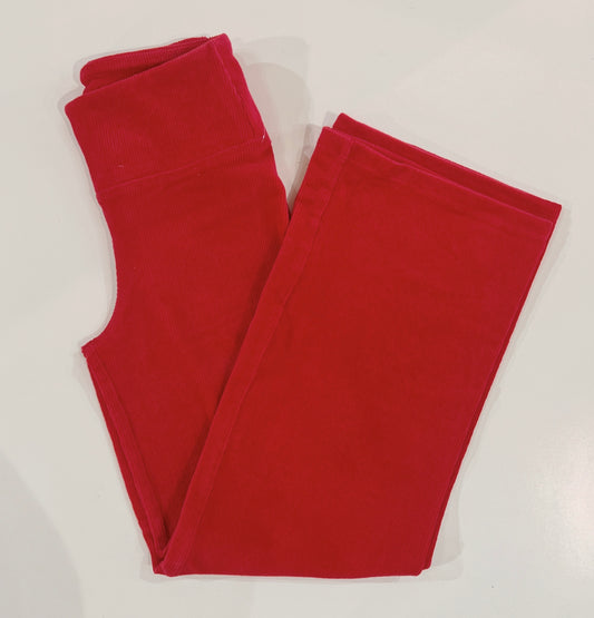 Paper Flower Red Rib Velour Pants