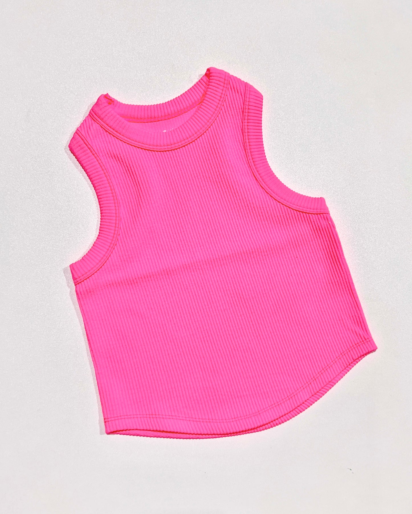 Crop Racer Back Tank- Bright Pink