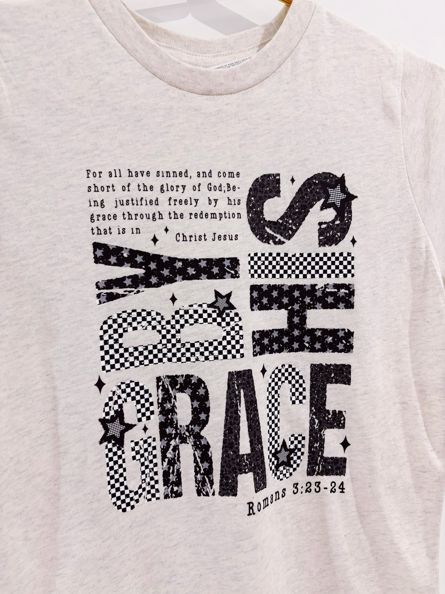 Heather Natural By His Grace Graphic Tee