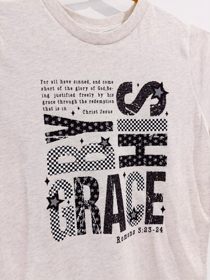 Heather Natural By His Grace Graphic Tee