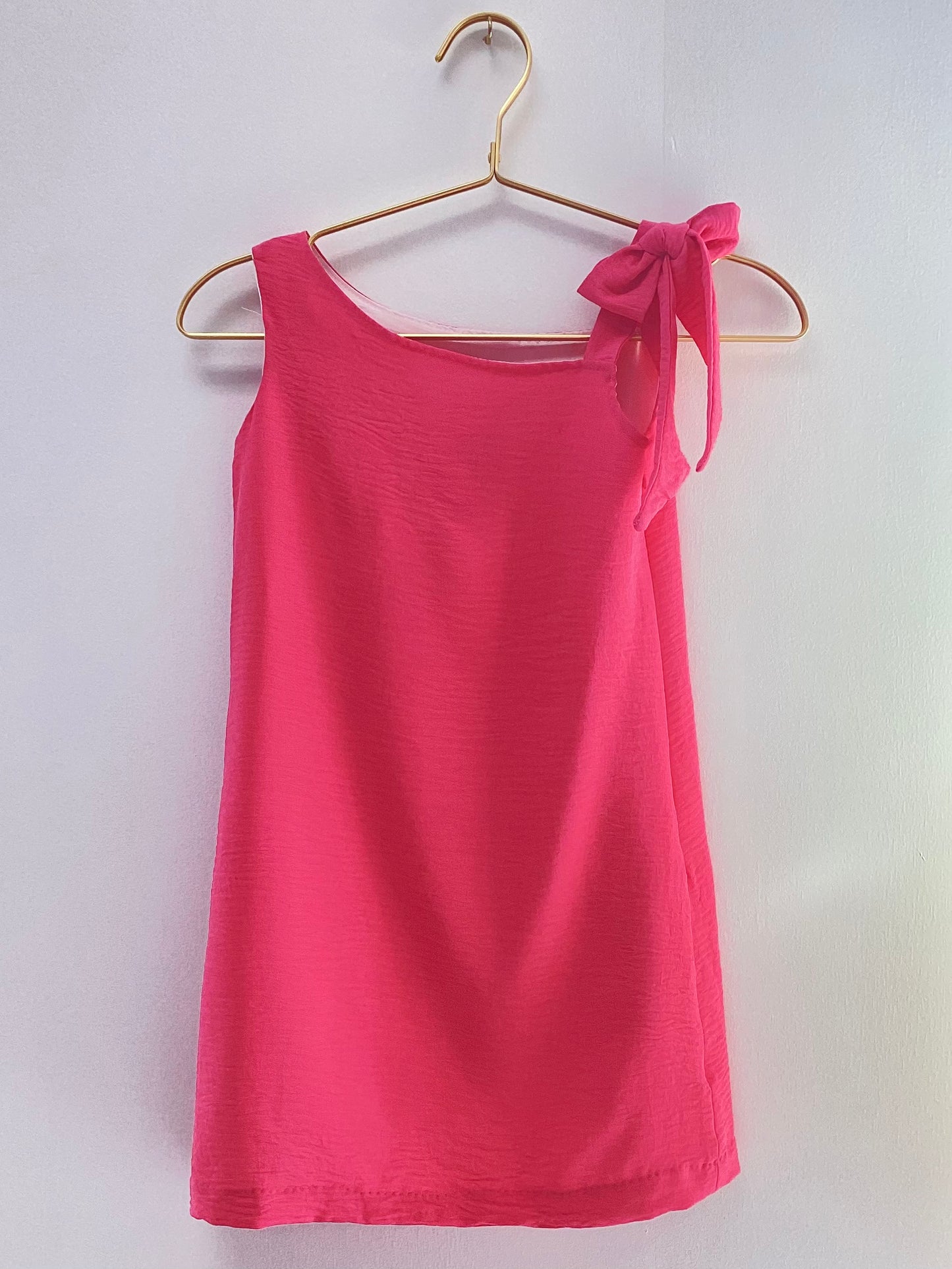 Maggie Breen Hot Pink Bow Shoulder Dress