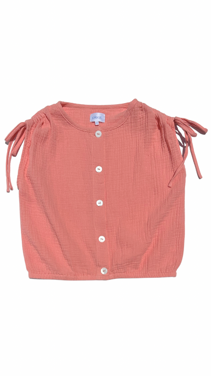 Pleat Coral Gauze Maggie Top