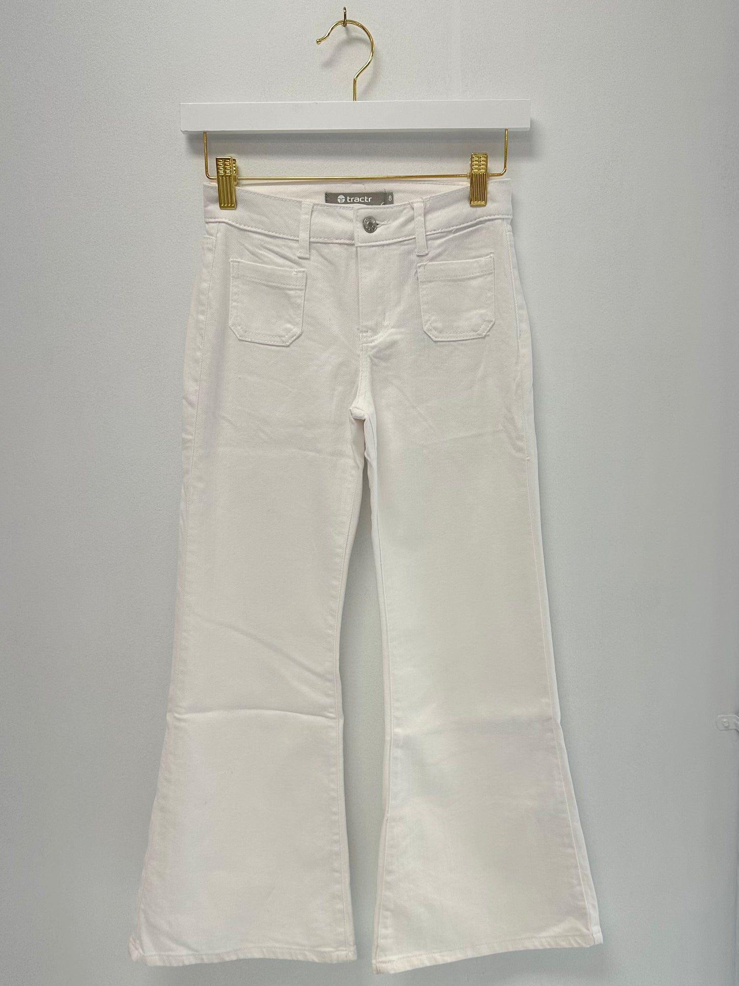 Tractr White Patch Pocket Relax Flare Pant