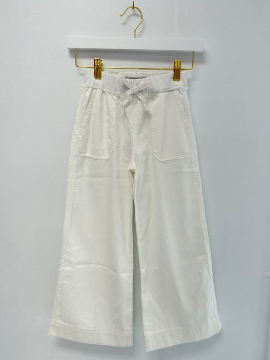 Tractr White Hi-Rise Patch Pocket Wide Leg Pant