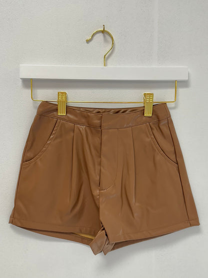 Sadie & Sage Coffee Vegan Leather Shorts