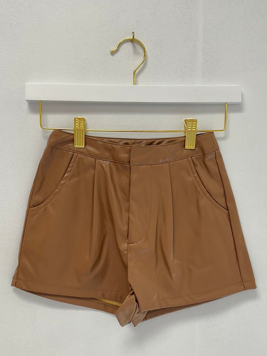 Sadie & Sage Coffee Vegan Leather Shorts