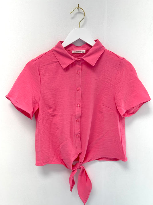 Timing Pink Button Front Top
