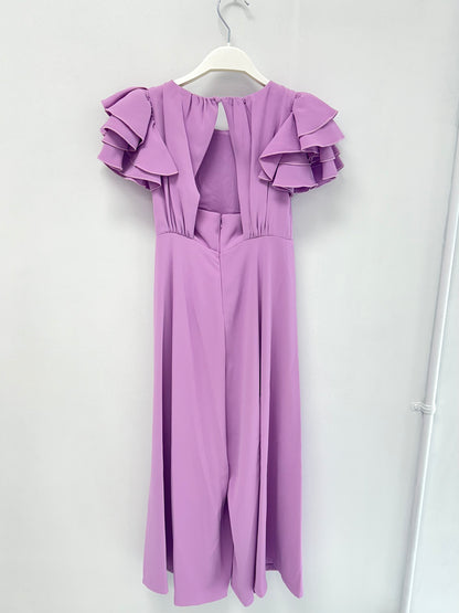 Abel & Lula Lavender Ruffle Shoulder Dressy Jumpsuit