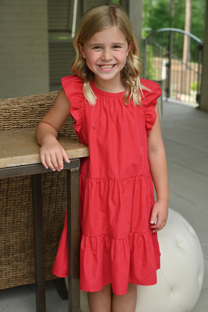 Pleat Red Layla Dress