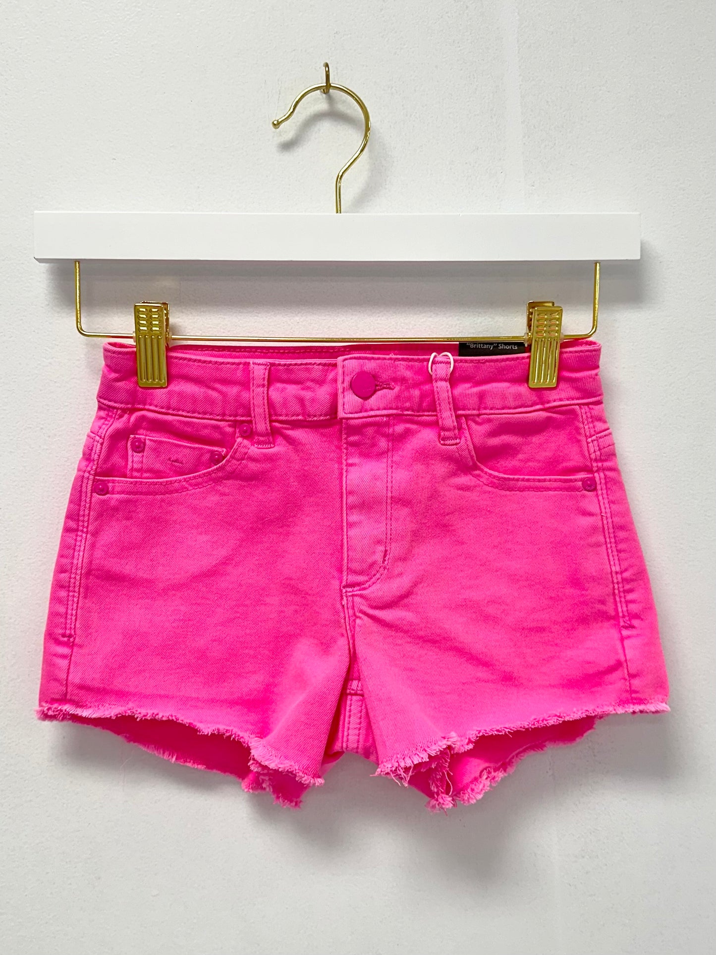 Tractr Neon Pink Brittany Denim Shorts