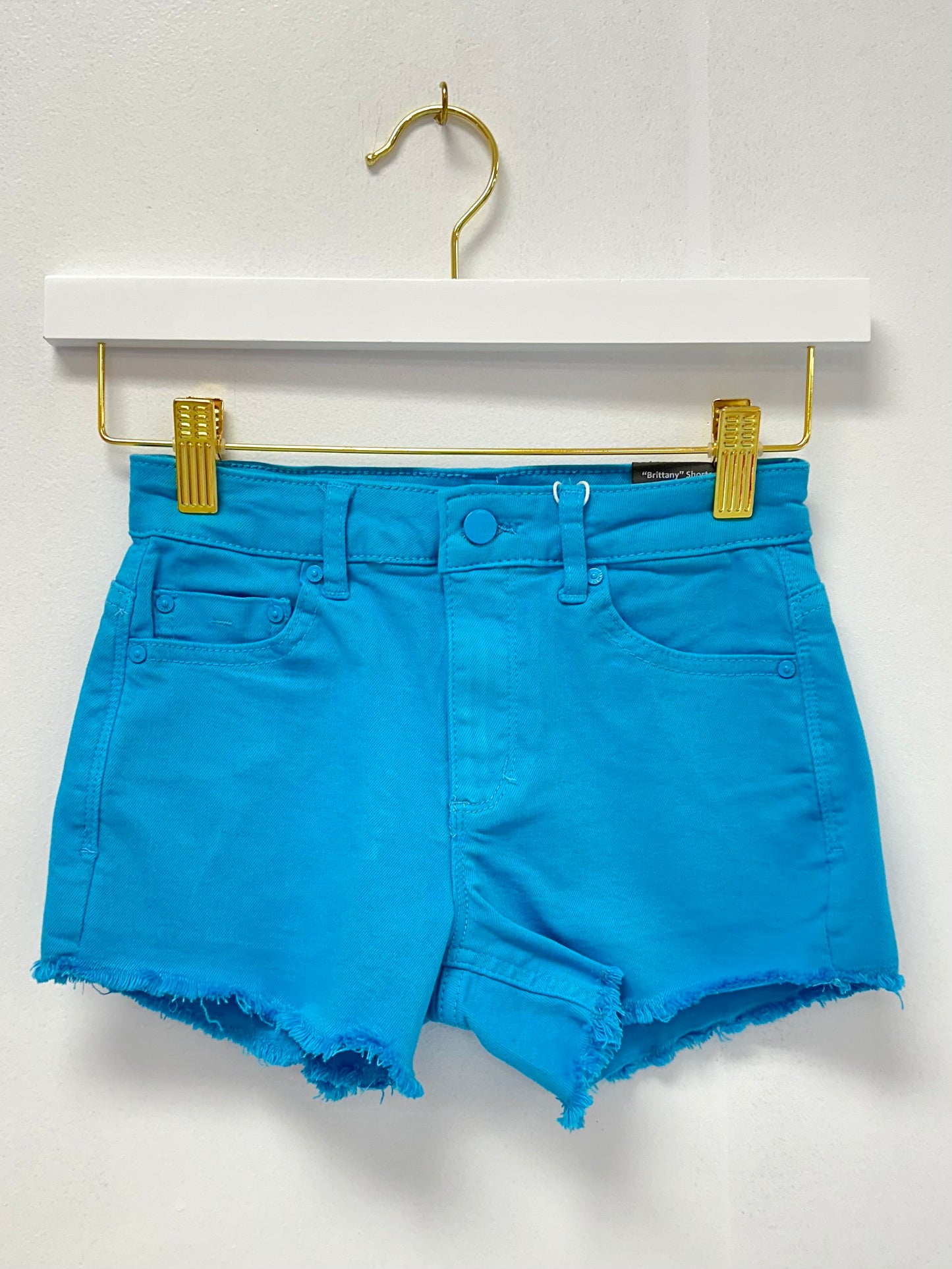 Tractr Neon Blue Brittany Denim Shorts